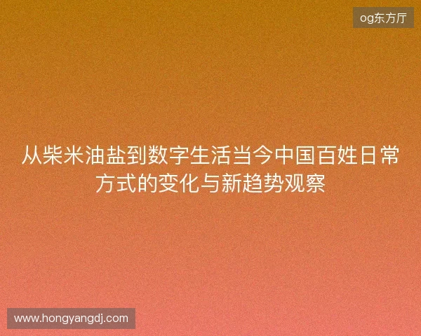 从柴米油盐到数字生活当今中国百姓日常方式的变化与新趋势观察